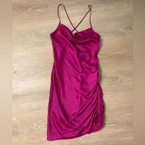Express Hot Pink Satin Mini Dress